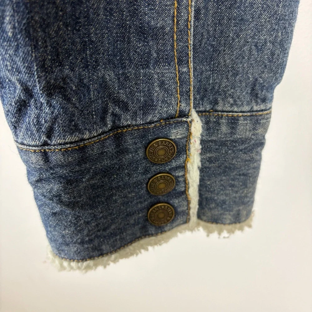 Steve Barrys Relaxed Fit Denim Sherpa Lined Jacket XL Blue Jean Faux Fur Collar - Picture 5 of 6